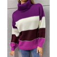 thumbnail image 3 of Women's Sweaters Casual Long Sleeve Crewneck Color Block Patchwork Pullover Knit Sweater Tops, 3 of 6