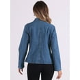 thumbnail image 3 of DARING DIVA Women's Denim Blazer Open Front Casual Stand Collar Jeans Jacket XS Blue, 3 of 6