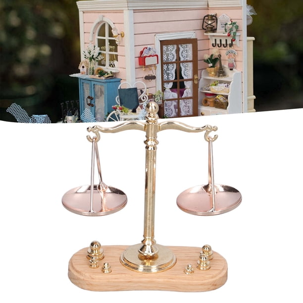 Odoria Balanza De Laboratorio En Miniatura 1:12 – Accesorio Decorativo De Metal Para Casa De Muñecas, Incluye Soporte Y Balanza Negra, Ideal Para Coleccionistas