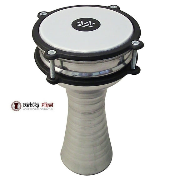 Zaza Percussion 10'' Turkish Aluminum (Silver) Darbuka Doumbek, Synthetic Head