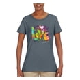 thumbnail image 2 of Colorful Rainbow Paint Love Streetwear Womens Graphic T-Shirt, Charcoal, Large, 2 of 3
