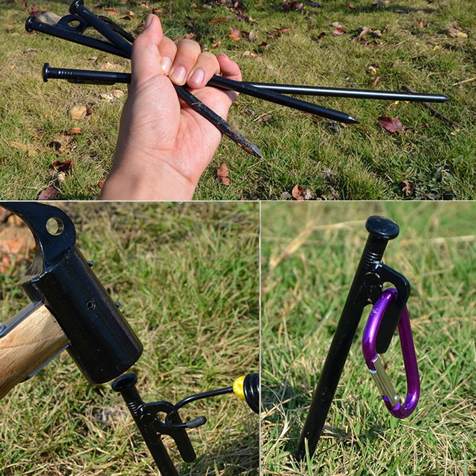8 Pack Tent Stakes Heavy Duty Metal Tent Pegs for Camping Steel Tent Stakes 16 inch Unbreakable and Inflexible