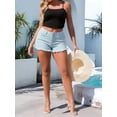 thumbnail image 5 of Women'S Stretchy Cotton Denim Shorts, Mid Rise with Ripped Details and Frayed Hem S, 5 of 7