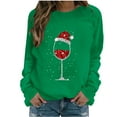 thumbnail image 2 of Uoodti Womens Long Sleeve Plus Size Gift Crewneck Sweatshirts Ugly Christmas Sweater Women Funny Red Wine Glass Shirts Pullover, 2 of 4