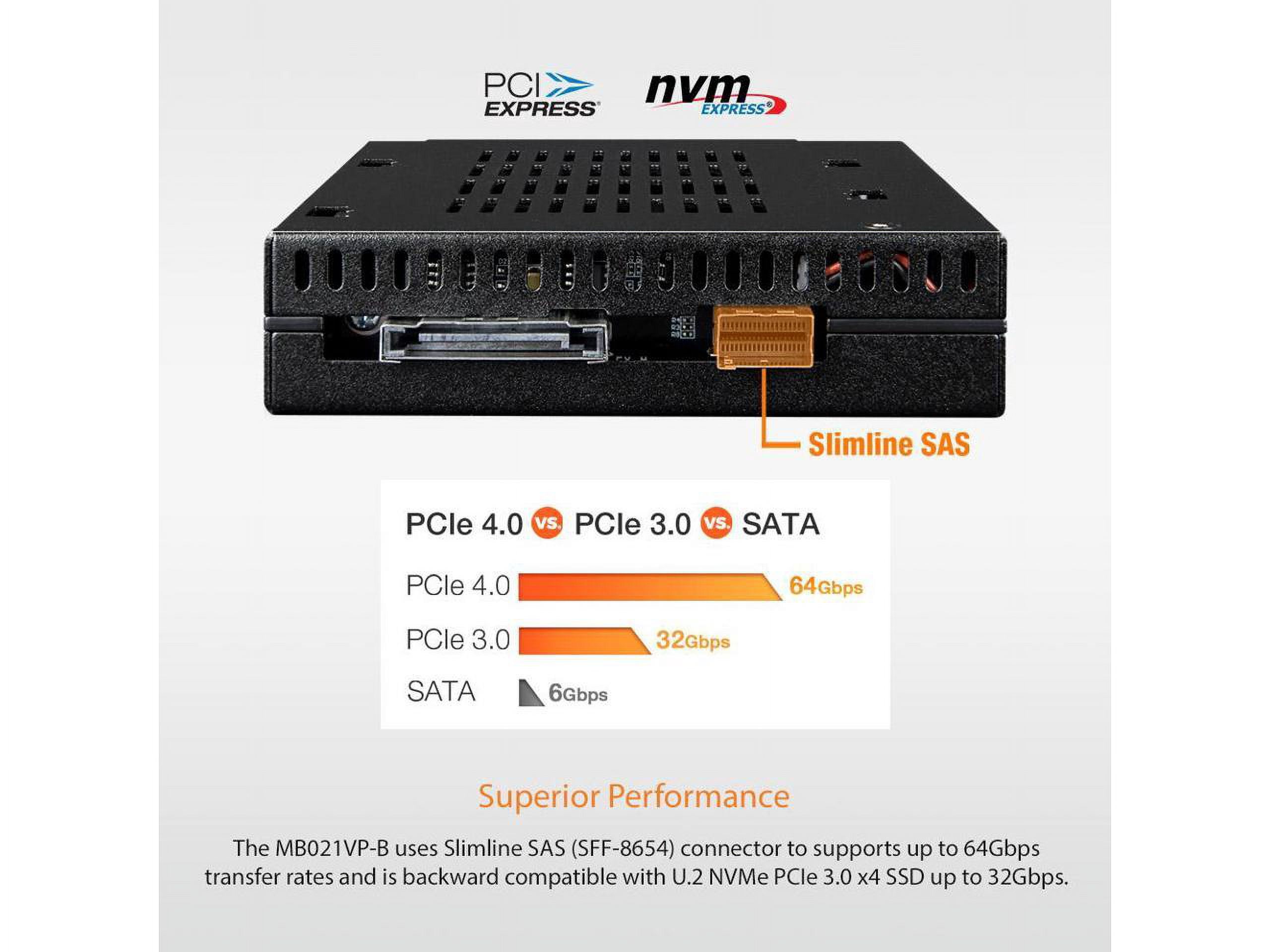 Icy Dock FlexiDOCK MB021VP-B Drive Enclosure for 3.5" U.2, PCI Express NVMe - SFF-8654 SlimSAS Host Interface Internal - Black (260561)