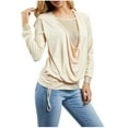 thumbnail image 1 of Timegard Plus Size Tops for Women Drawstring Ruched Long Sleeve Sequin Top Fall Dressy Casual Comfy, 1 of 9