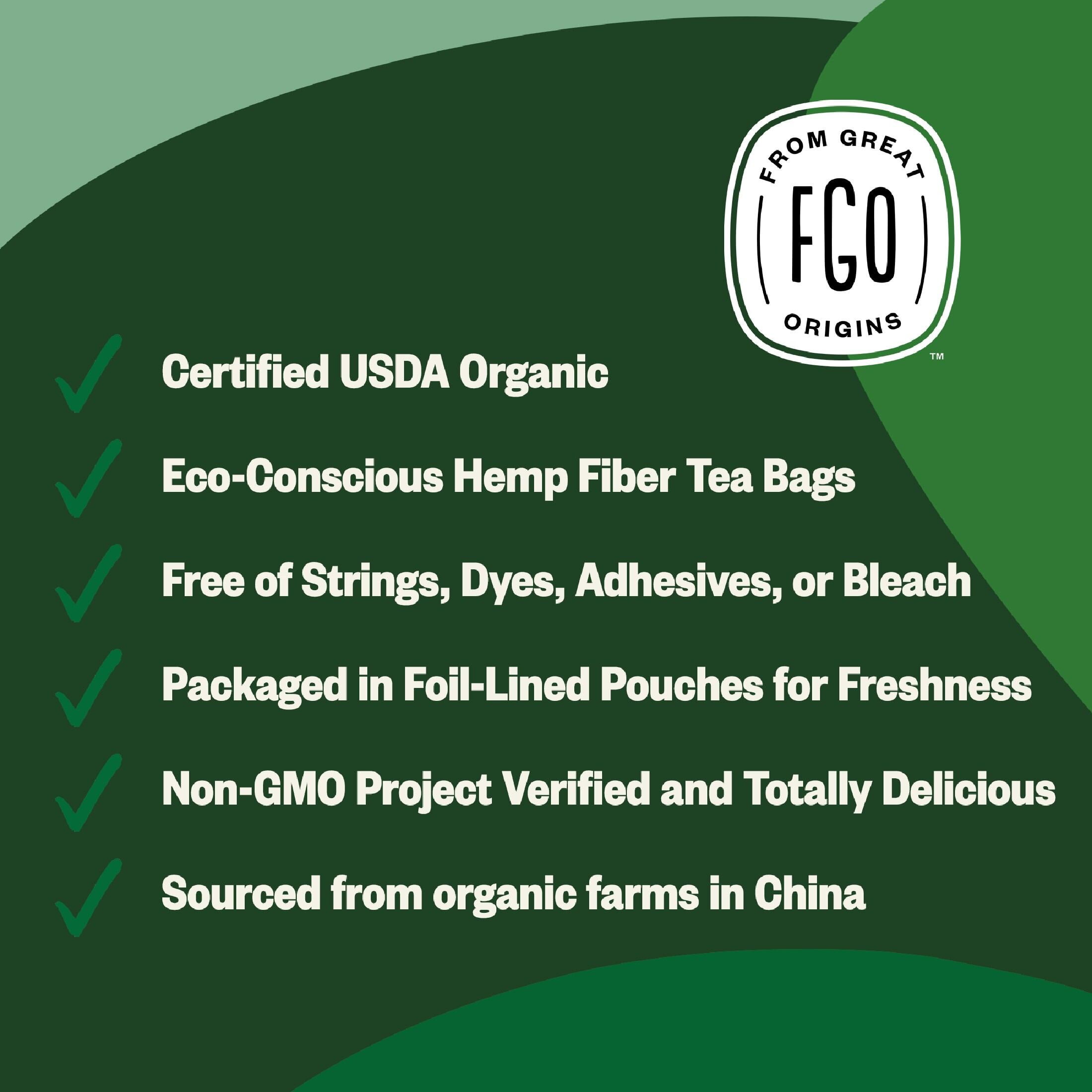 FGO Green Tea, Organic, Eco-Conscious Tea Bags (100 Count)