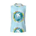 thumbnail image 4 of Yiaed Dreaming Travel Print Men's Singlet Vests Summer Running Muscle Tank Tops Gym Undershirt Round Neck Sleeveless for man, 4 of 5