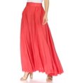 thumbnail image 3 of Sakkas Noemi Women's Long Maxi Summer Casual Boho Skirt Elastic Waist & Pockets - Cayenne - One Size, 3 of 5