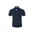 thumbnail image 6 of Yifymode Men's Classic Fit Short Sleeve Polo Shirt, Breathable Textured Fabric with Contrast Trim for Casual Wear Navy XL, 6 of 6