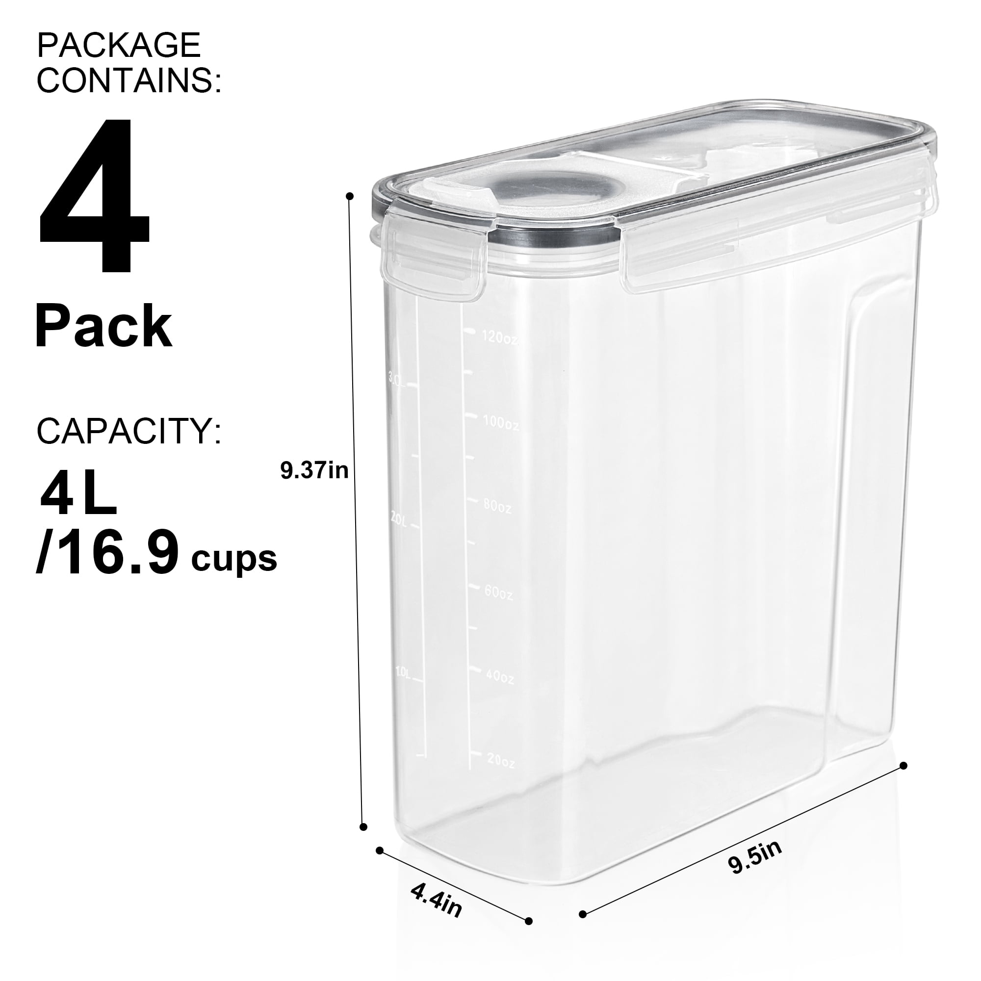 Sorbus 4-Pack Food Storage Dispenser Containers – Airtight, BPA-Free – For Pantry, Cereal, Pasta, Dry Food