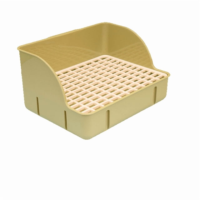 Tall-Edged Plastic Rabbit Toilet with Narrow Bottom Net - Green (Small) | 29x22x15.5cm Guinea Pig/Chinchilla Potty Trainer | High Capacity Chassis, Feces-Bedding Separation, Easy Clean, Smooth Safe