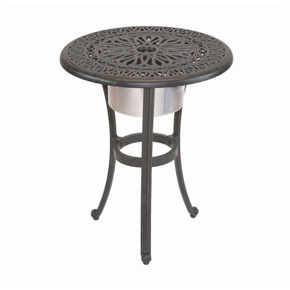 Cast Aluminum Ice Bucket Insert Round End Table 21" di. X 25" H Desert Bronze Outdoor Furniture.