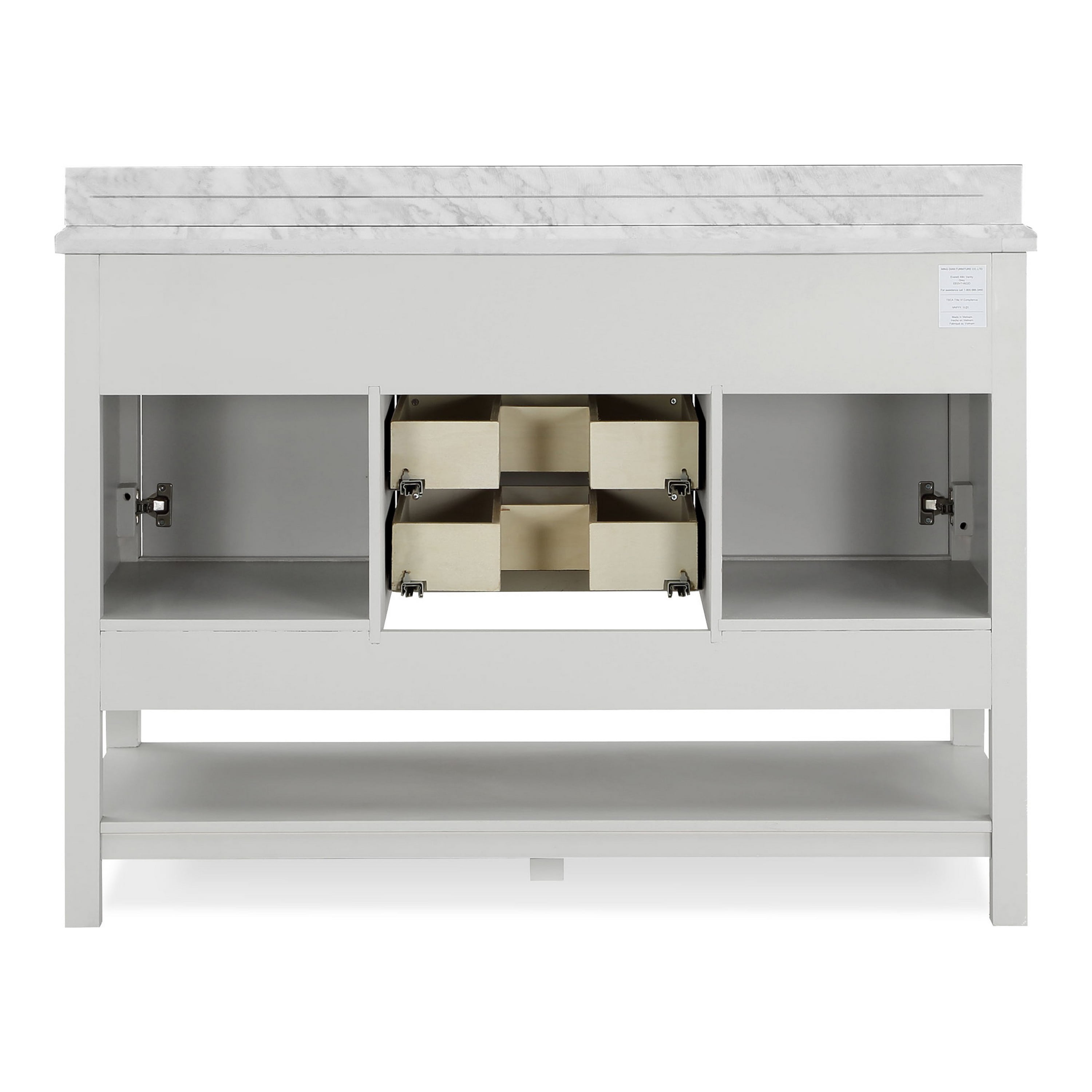 Furniture of America Freya 49" White Single Bathroom Vanity with White Carrera Marble Top and Undermount Sink