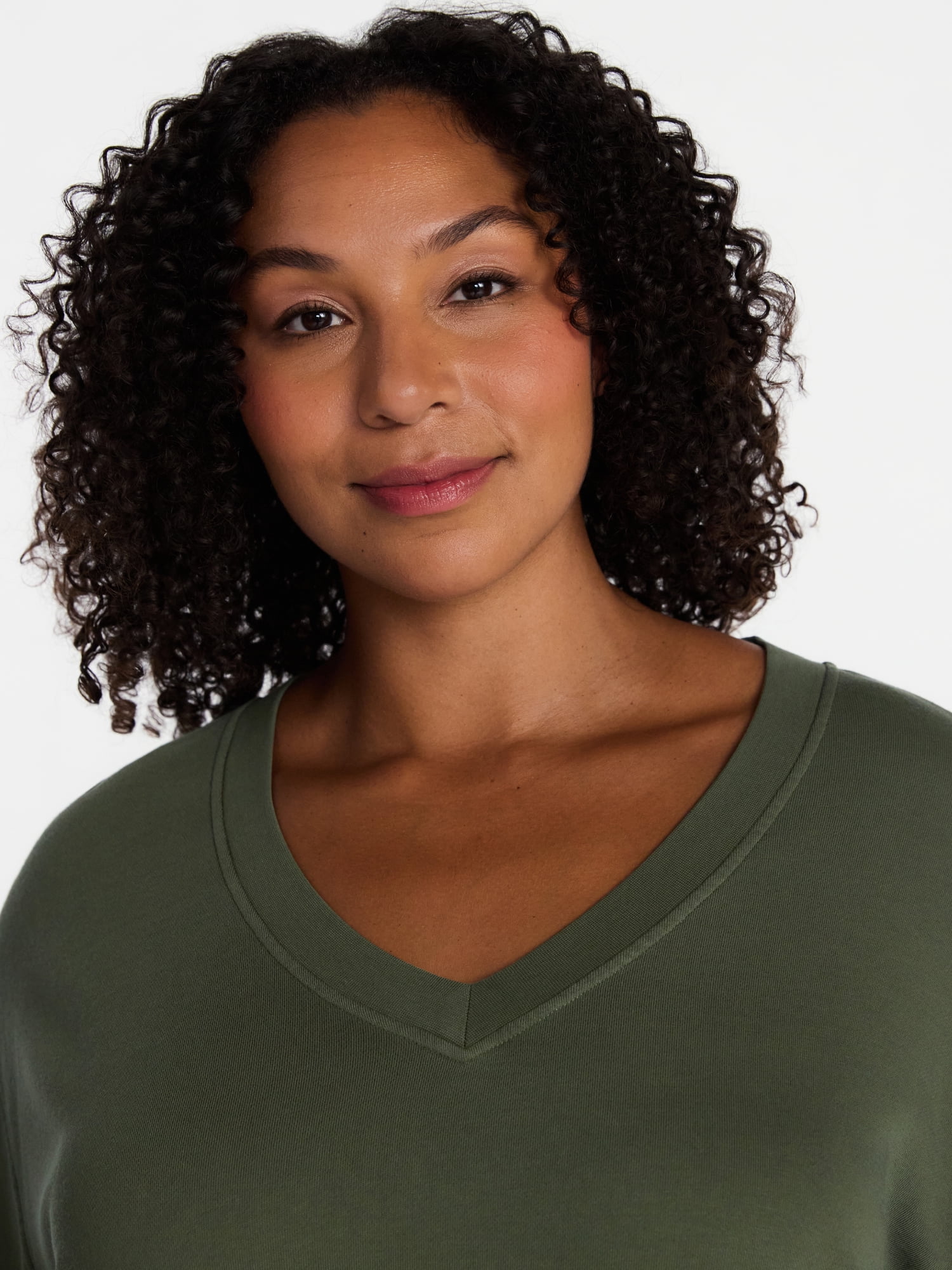 Terra & Sky Women's Plus V-Neck Sweatshirt, Sizes 0X-5X