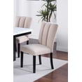 thumbnail image 3 of Vertical Stitching Channel Tufting 4pc Dining Chairs Classic Side Chairs Upholstered Cushion Fabric Seat Kitchen Dining Room, 3 of 7