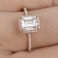 thumbnail image 5 of 7x9mm Emerald Cut 3.75 Carat Diamond Moissanite Engagement Wedding Ring 10k Rose Gold Halo Antique Design, 5 of 6
