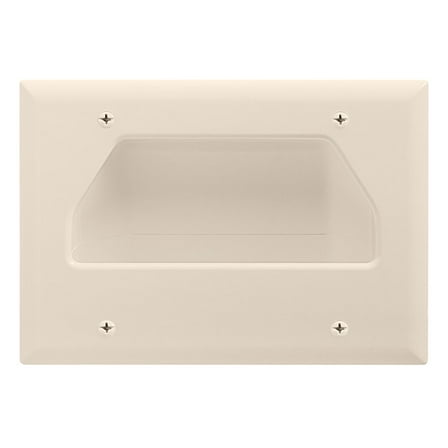 Cmple - Wall Plate - 3-Gang Recessed Low Voltage Cable - Lite Almond