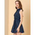 thumbnail image 4 of INSPIRE CHIC Vestido Sin Mangas Para Mujer Con Cuello En Punta Y Lazo En La Cintura Vestidos Acampanados Azul oscuro M, 4 of 5