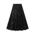 thumbnail image 2 of LWavelet Crinkled Shiny Maxi Skirt Women Stylish Fall Party Trendy Flowy Versatile Bottoms Black One Size, 2 of 4