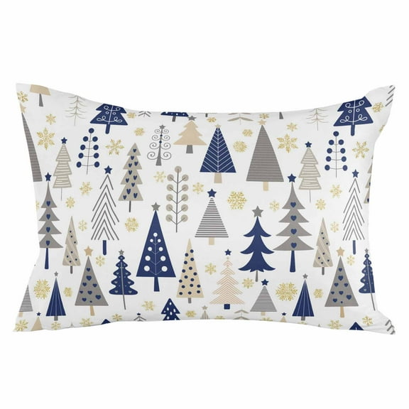 Blue Grey Christmas Throw Pillow Cover 24 x 36 Inch Decorative Pillow Cover Xmas Tree Snowflake Winter Lumbar Pillowcase Seasonal Rectangle Cushion Case for Couch Sofa Bed Living Room