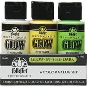 Best Glow In The Dark Paints - FolkArt Glow-in-the-Dark Acrylic Paint Set, Matte, 12 fl Review 