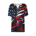 thumbnail image 5 of Womens 4Th of July Summer Tops Henley Neck Tee Short Sleeve T Shirts Pullover Sweater Blouses Usa Flag Star Stripe Top Vintage Causal T-Shirts Holiday Beach Party Outfits, 5 of 5