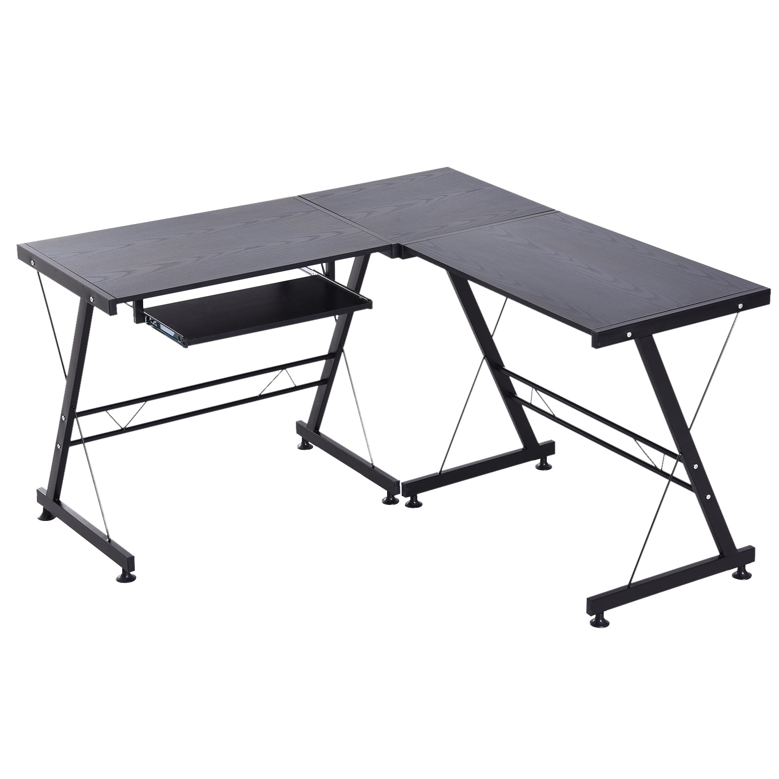 Wooden L Shaped and Straight Convertible Computer Desk Workstation