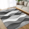 thumbnail image 4 of 5x8Ft Area Rugs Gray Stripes Non-Skid Rubber Backing Large Rectangle Rugs - Living Room Bedroom Home Office, Vintage Farmhouse Greyish Ripple Pattern Indoor Floor Mat Carpets Washable Rug, 4 of 9