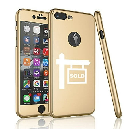 For Apple iPhone 360° Full Body Thin Slim Hard Case Cover + Tempered Glass Screen Protector Real Estate Agent Broker Realtor Sold (Gold For iPhone 7