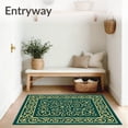 thumbnail image 3 of ODIKA 2'x3' Machine Washable Non-Slip Area Rug, Verdant Spiral Motif with Ornate Ivy Accents and Flowing Swirls High Traffic Rug with Pad, Green, 624203, 3 of 8