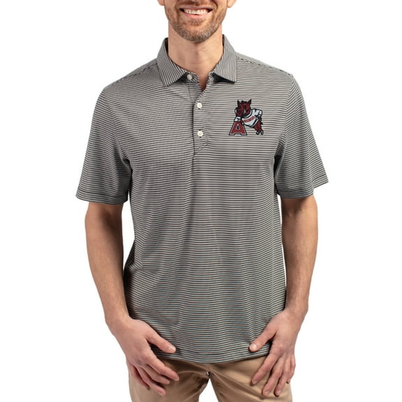 Men's Cutter & Buck Black Arkansas Razorbacks Forge Eco Double Stripe Stretch Recycled Polo