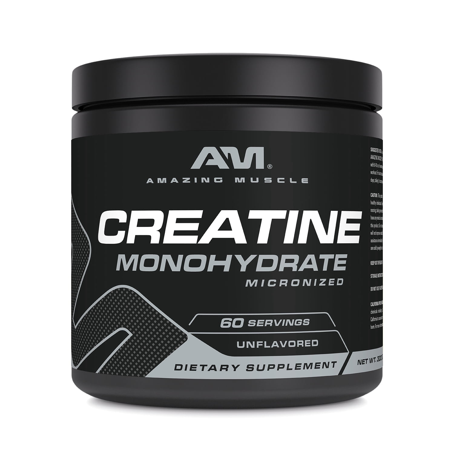 Amazing Muscle Micronized Creatine Monohydrate Unflavored Powder Supplement | 60 Servings | 5000 mg Per Serving | 1 0.5oz (300 Grams) | Ideal Pre & Post Workout Supplement