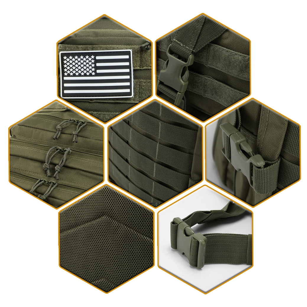 QT&QY 45L Molle Hiking Backpack for Men, Heavy-Duty 900D Outdoor Travel Daypack & Camping Work Bag