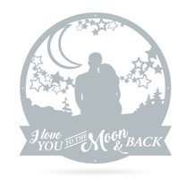 RealSteel "Love You to the Moon" Metal Wall Art - Heartfelt Home Décor (30"/Textured Silver)