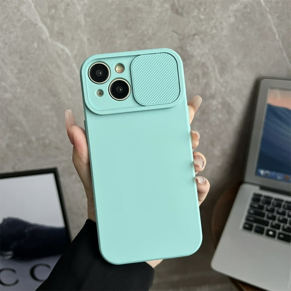 Slide Camera Protector Push Window Phone Case For iPhone 16 15 14 Plus 13 12 Mini 11 Pro Max X XR XS Max Shockproof Soft Cover Blue For iPhone 13 Pro