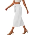 thumbnail image 4 of Xdegoge Wide Leg Culottes for Women Tie Knot High Waisted Cropped Pants with Pockets Casual Flowy Lounge Bottoms Lightweight Summer Trousers, 4 of 6