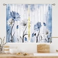 thumbnail image 3 of Rustic Blue Daisy Floral Kitchen Curtains Farmhouse Flower Small Short Cafe Window Curtains Butterfly Country Rod Pocket Bathroom Window Drapes Treatment Tier Curtains 2 Panels (27.5x39 Inch), 3 of 6
