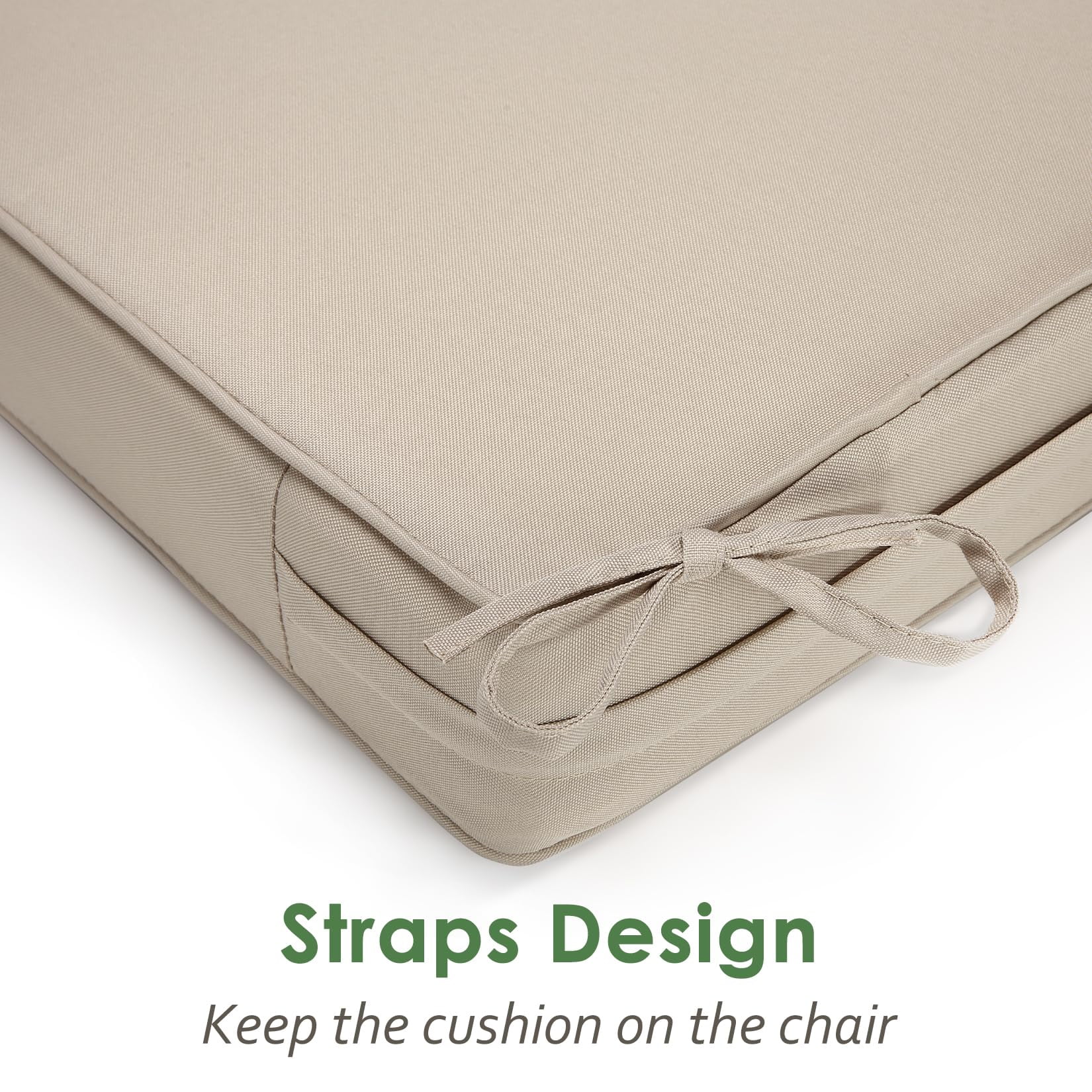 Patio Chair Cushions for Outdoor Furniture 22x22x4 Inch Set of 2, Waterproof Outdoor Seat Cushions, Garden Sofa Couch Thicked Chair Cushions with Ties