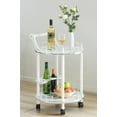 thumbnail image 6 of Round Wood Serving Bar Cart Tea Trolley with 2 Tier Shelves and Rolling Wheels, Silver, White and Gray, 6 of 7