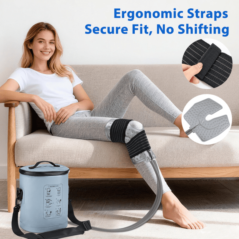 Portable Ice Machine for Knee, 14L Collapsible Ice Barrel with Programmable 6 Timer Cold Machine & Secure Straps, Cold Machine Apply to Arm, Ankle, Thigh