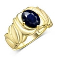 thumbnail image 3 of RYLOS Rings for Women 14K Yellow Gold Ring Solitaire 9X7MM Oval Gemstone with Satin Finish Band September Sapphire Jewelry Size 10, 3 of 7