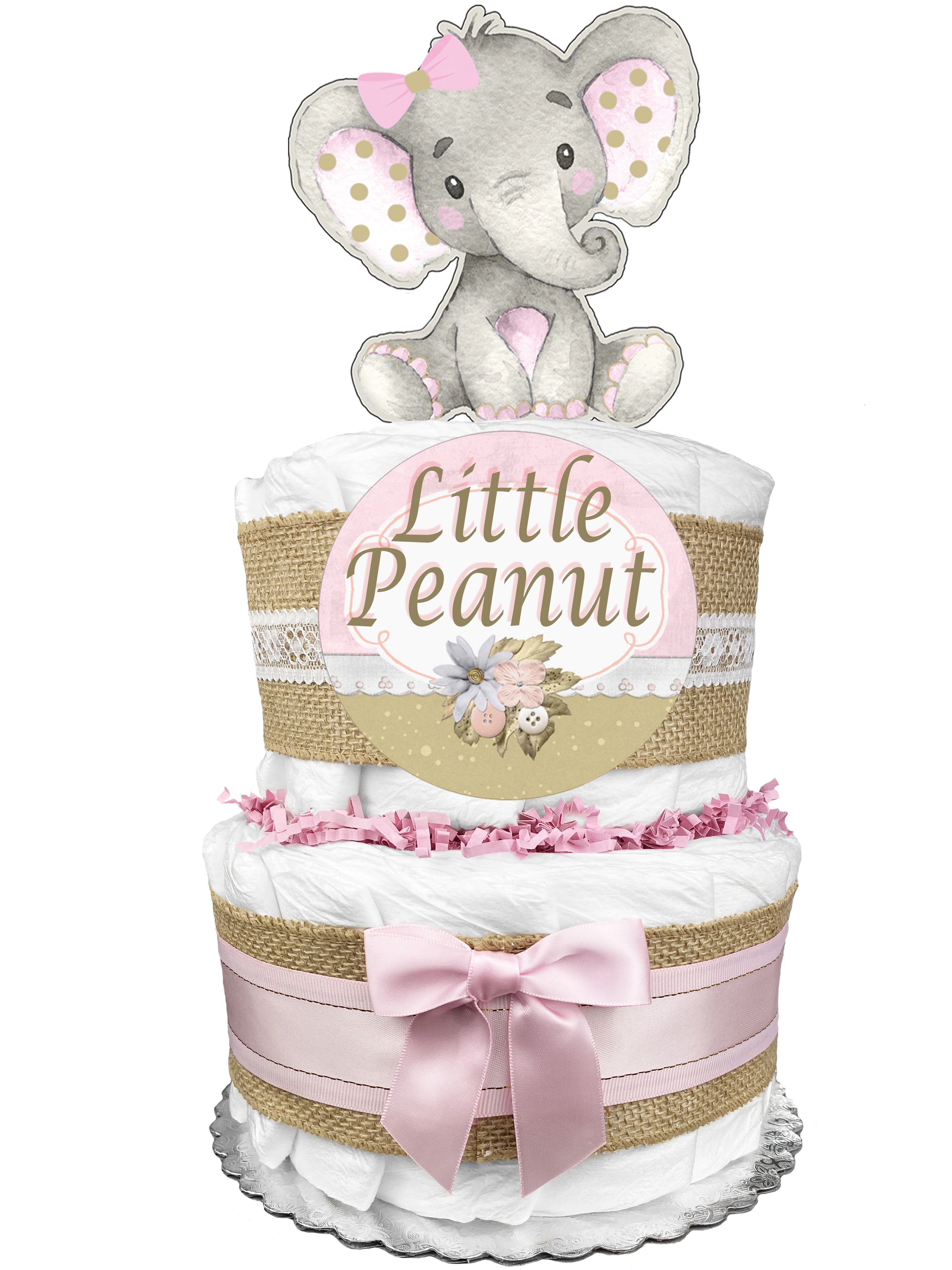 Cute Elephant Mini Baby Girl Pink Nappy Cake Baby Shower Maternity Gift