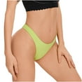 thumbnail image 4 of Swuxness Women's Plus Size Low Waist Thong Briefs, Women Panties, Women's Solid Color Low Seamless Breathable Soft Comfortable Thong Panties Briefs for Ladies Green, S, 4 of 4