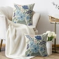 thumbnail image 3 of Blue Floral Pillow Covers 18x18 Set of 2 Spring Sage Green Blue Pink Flower Modern Aesthetic Print Decorative Throw Pillow Cases Outdoor Seasonal Summer Farmhouse Decoration for Sofa Couch Bed, 3 of 6