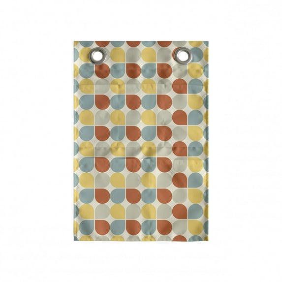 Geometric Hanging Pocket Organizer, Abstract Nostalgic Forms Pattern Along Retro on Eggshell Colored Back Print, Printed Polyester Storage Bag with Pockets, 14" x 20", Multicolor