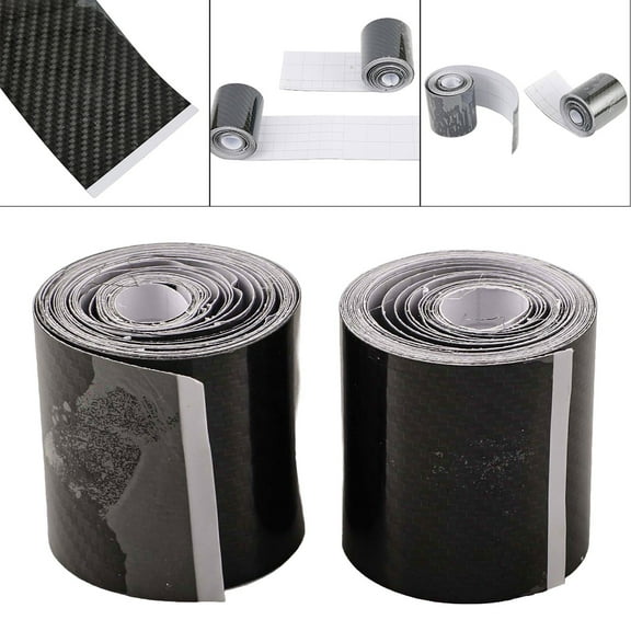 5cm x 300cm PVC Carbon Fiber Door Scuff Protection Film with Adhesive Tape for Cars - Black