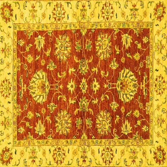 Ahgly Company Indoor Square Oriental Yellow Traditional Area Rugs, 6' Square