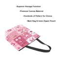 thumbnail image 3 of Open Top Canvas Tote Bag with Zipper Reusable Shopping Bag 13.5x15" Roomy Carryall Cherry Pattern with Bows, 3 of 9