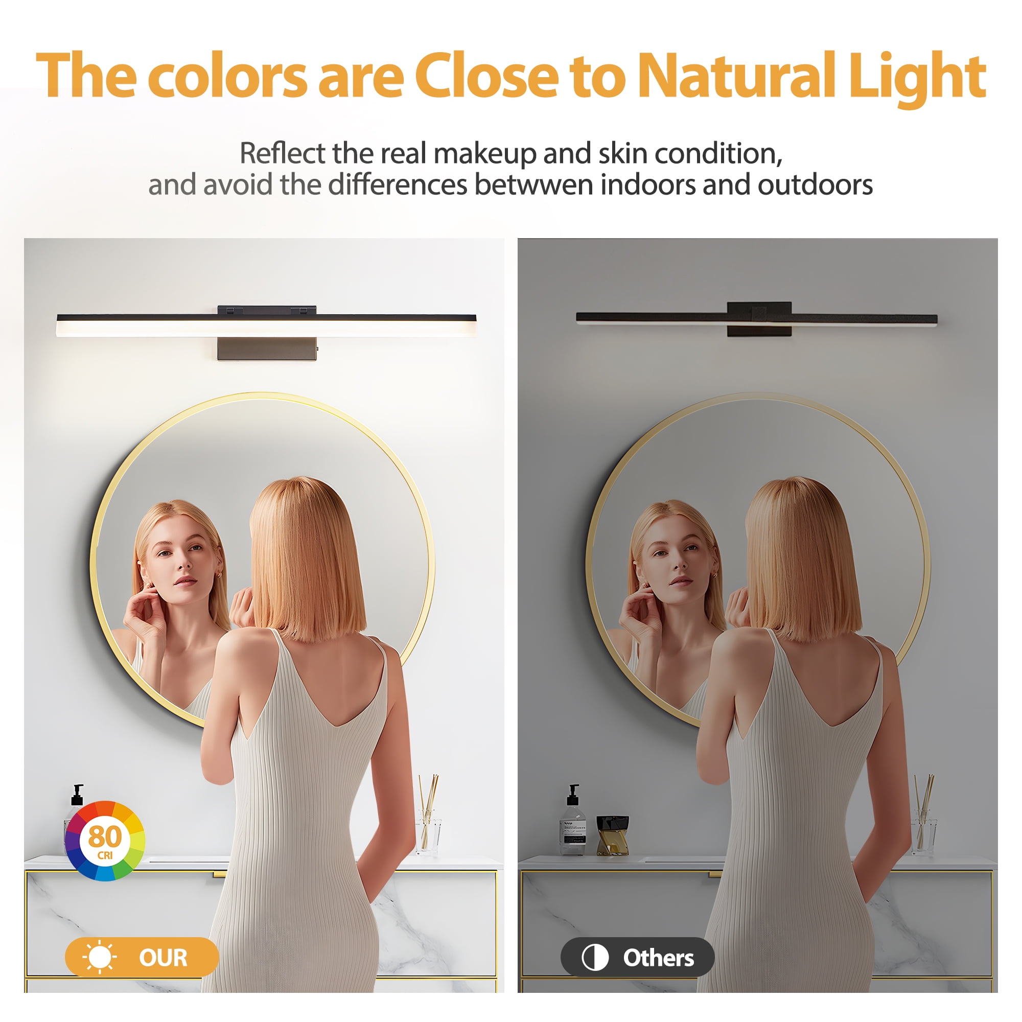 Jopath 32 Inch Modern LED Bathroom Vanity Light, Sleek Black Metal Wall Light for Mirror, Dressing Room or Sink